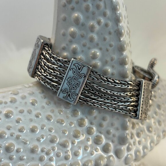 BRIGHTON VINTAGE MULTI-STRAND SILVERPLATED FLORAL BRACELET - Picture 3 of 10
